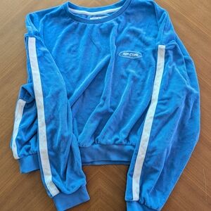 Rip Curl Blue Velour Sweatshirt with White Stripe